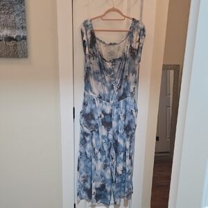 Anthropologie Blue Tie-Dye Midi Dress